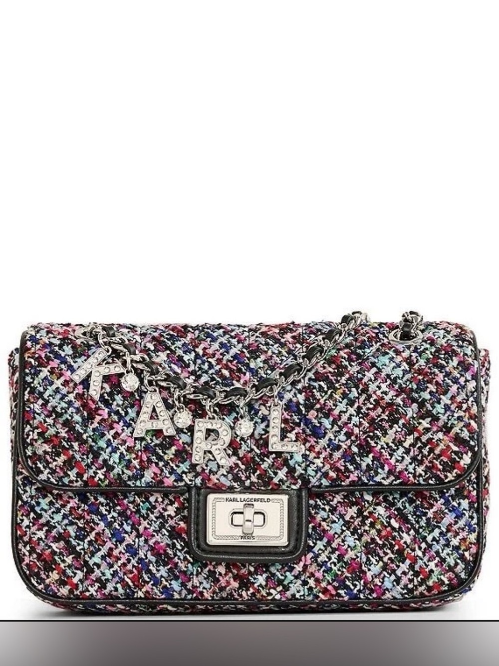 Karl Lagerfeld Tweed Chain Shoulder Bag